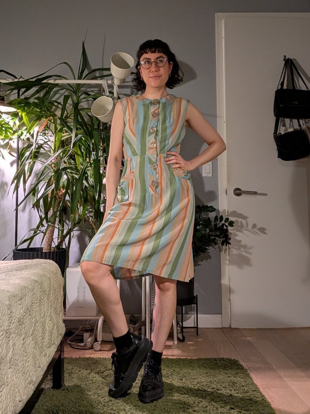 VINTAGE multicolor shift dress, size M (estimated)